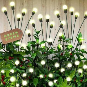 24 LEDs Firefly Garden Lights Solar Outdoor w/ Green Stems - 3 Pack Solar Lights